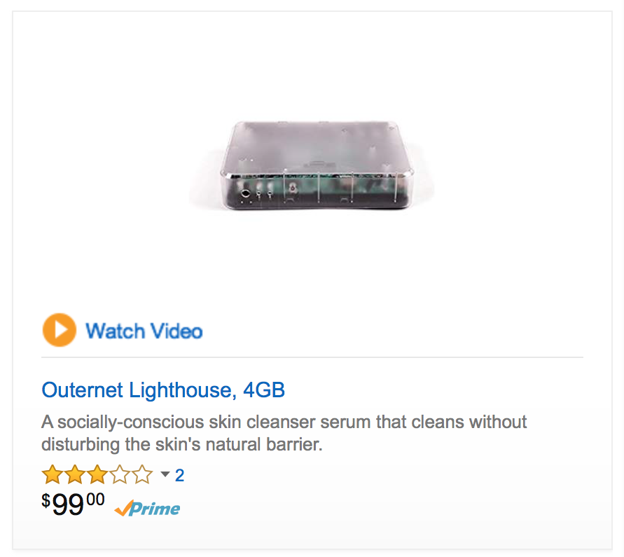 A four GB router on Amazon's site is listed as claiming it is a "socially-conscious skin cleanser serum that cleans without disturbing the skin's natural barrier." Now that's a firewall!