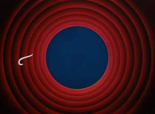 Animated "That's all folks" graphic from the end of a looney toons cartoon
